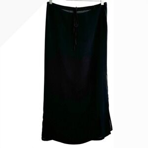 Tristan & Iseut Sheer Grey Chiffon Long Skirt Drawstring Closure Size L Vintage